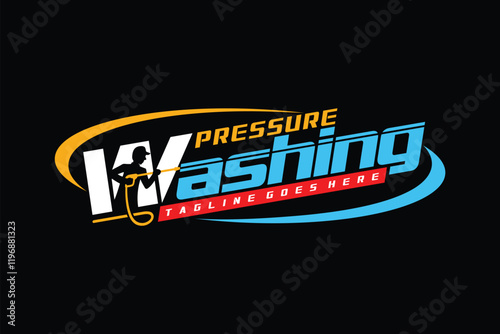 Pressure Washing lettering logo, Pressure Washing logo design