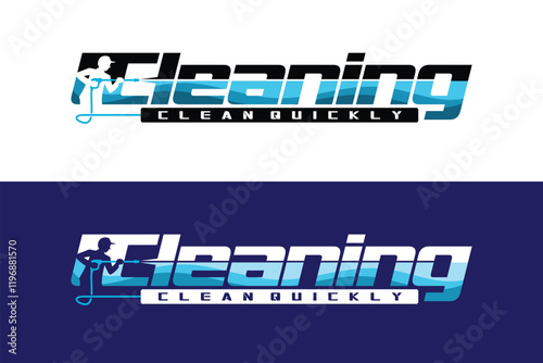 Pressure Washing logo with lettering concept