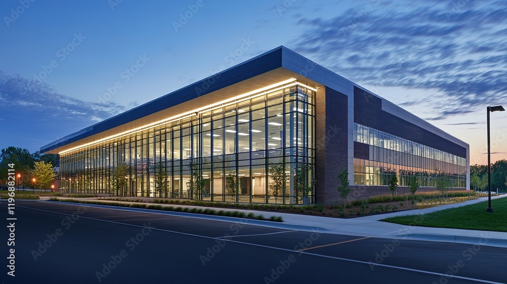 Fototapeta premium Commercial building equipped with energy-efficient lighting and smart temperature control
