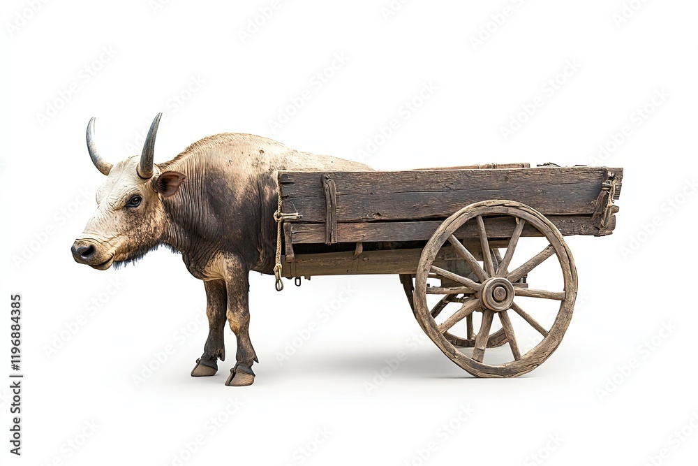 Fototapeta premium ox cart isolated on white background