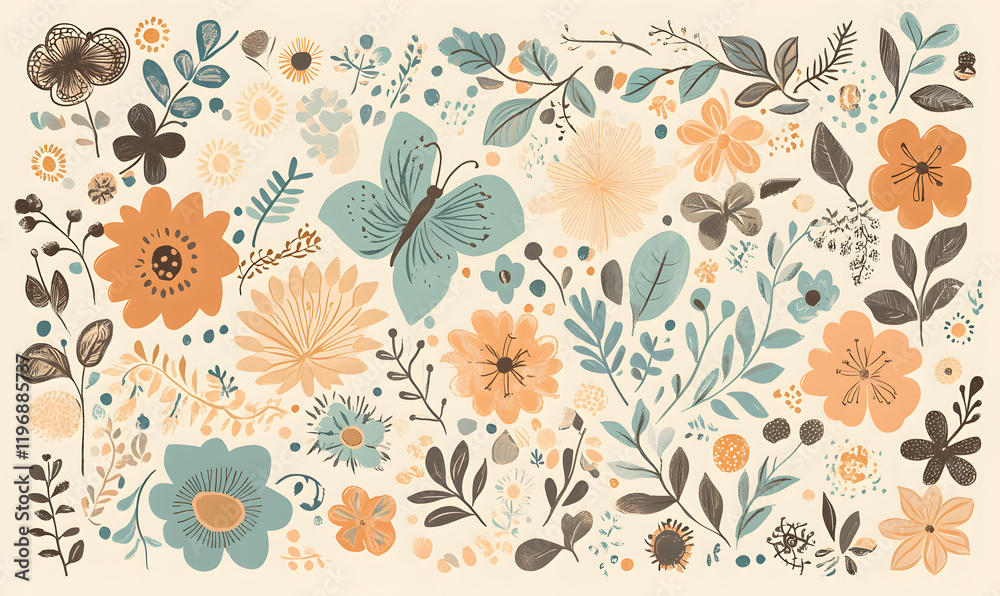Collection of Tile Patterns Featuring Intricate Geometric and Floral Motifs, Hand-Drawn Doodles, and Traditional Ethnic Designs in Muted and Vibrant Color Palettes Collection of Tile Patterns Featuring Intricate Geometric and Floral Motifs, Hand-Drawn Doodles, and Traditional Ethnic Designs in Muted and Vibrant Color Palettes