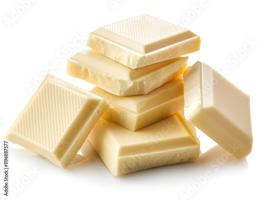 ホワイトチョコレートの破片（Pieces of white chocolate on white background）
 photo