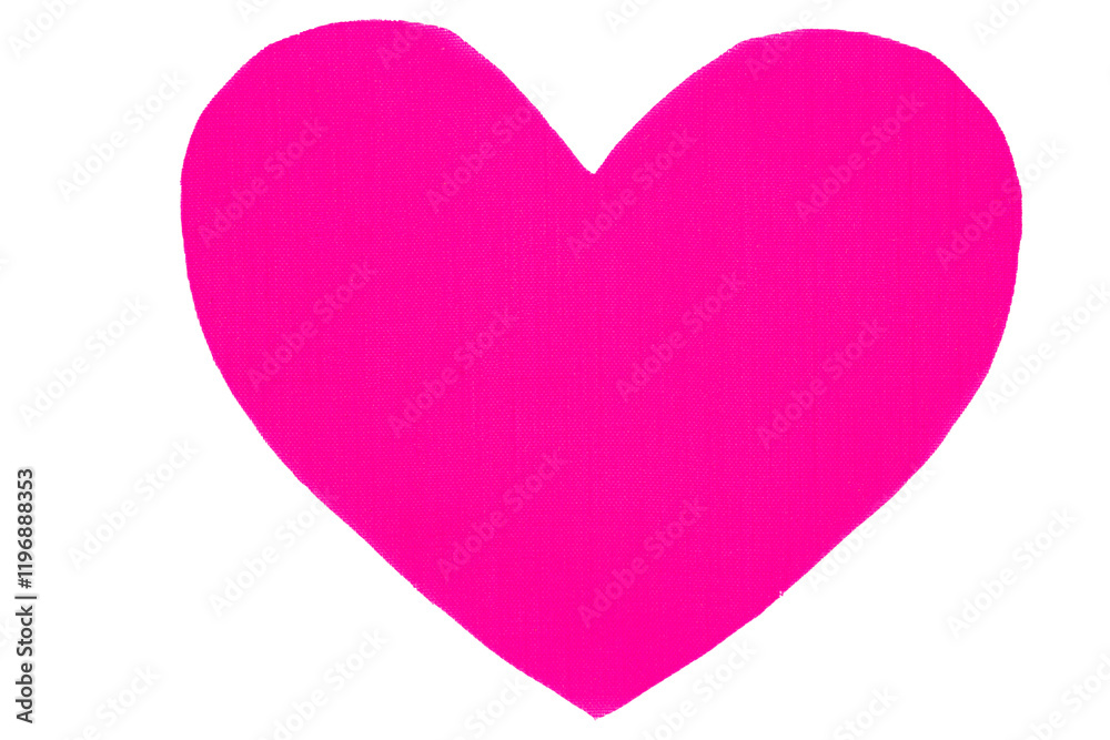 Heart shape made of textile pink textured fabric. Isolation on a transparent background.
