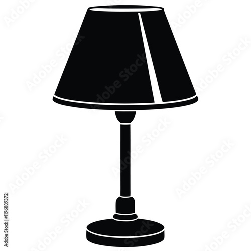 Classic Table Lamp Simple Black and White Silhouette, vector artwork