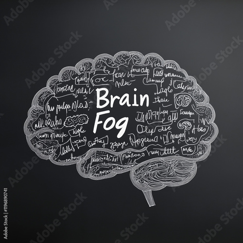 textured brain model representing the concept of brain fog, symbolizing mental confusion, fatigue, and cognitive impairment. Ideal for articles, mental health content, and educational material.