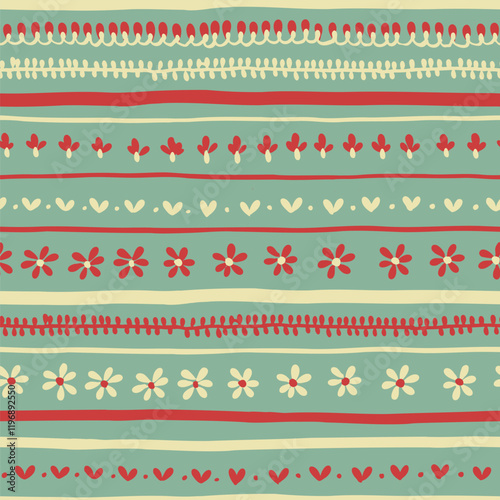 Seamless striped pattern in doodle style. Ethnic and tribal motifs. Vector illustration.