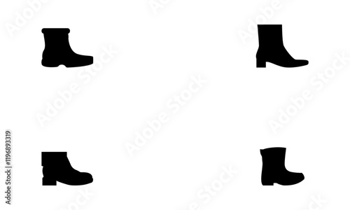 Shoes silhouette set in black and white