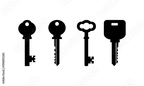 Keys Silhouette Set In Black And White