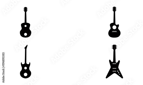 Guitar silhouette set in black and white