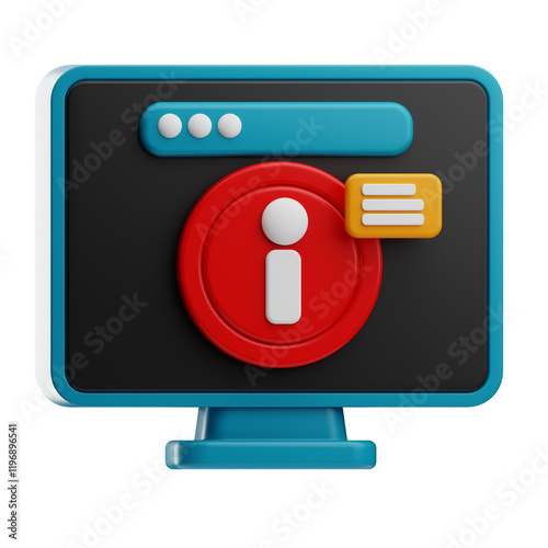 Stylized Computer Icon with Information Alert