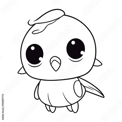 Coloring book for children baby Toucan kawai vector illustration isolated on a white background.