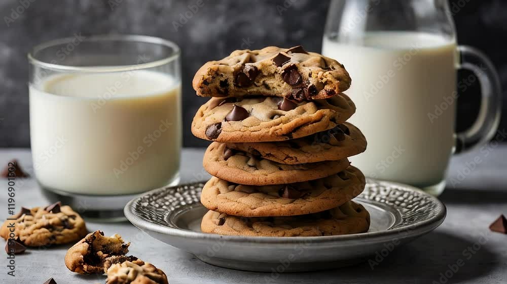 chocolate cookies and milk