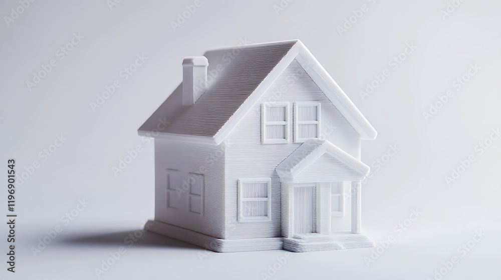 Modern Printed House Design on a Clean White Background Modern Printed House Design on a Clean White Background
