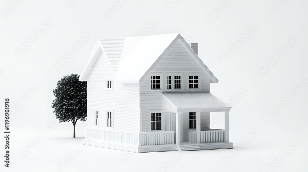 Fototapeta premium Modern Printed House Design on a Clean White Background