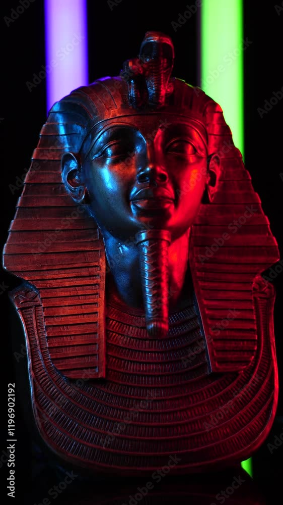 Vertical View, Egyptian Pharaoh Tutankhamun Burial Mask, Close Up