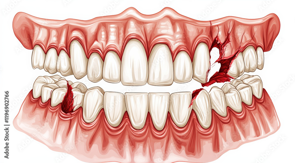 Obraz premium A model of human teeth with a white background