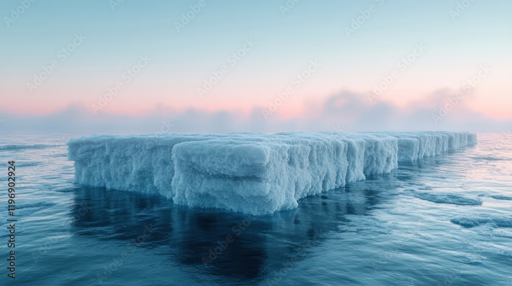 Frozen ice blocks at sunrise, arctic ocean Frozen ice blocks at sunrise, arctic ocean