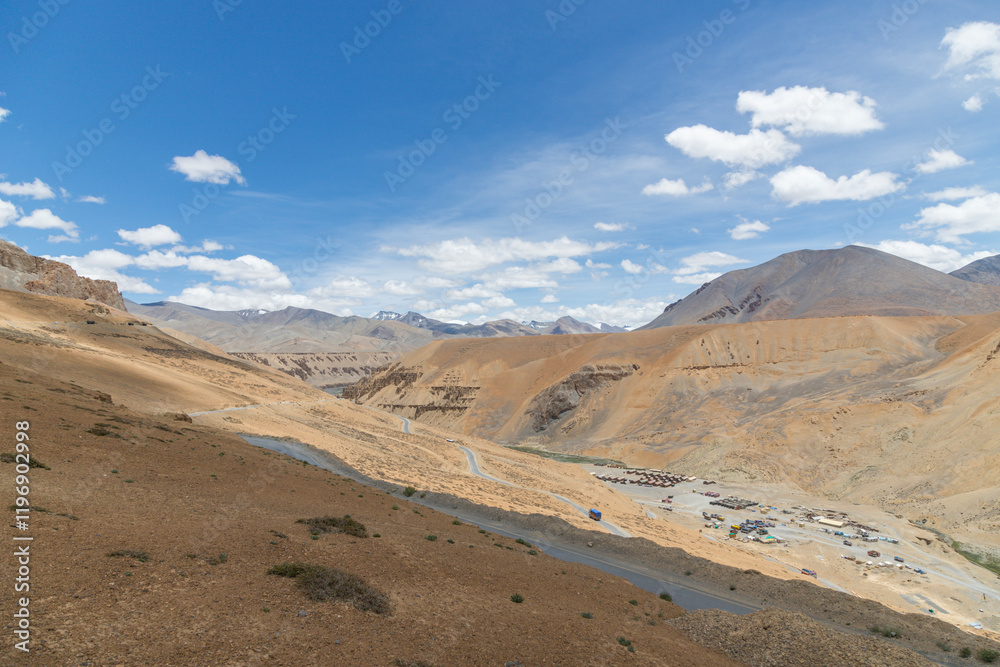 View of beautiful himalayan mountains at pang, passing through the keylong-leh road, ladakh, India. View of beautiful himalayan mountains at pang, passing through the keylong-leh road, ladakh, India.