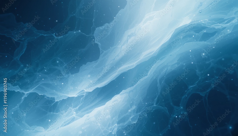 Fototapeta premium Abstract Blue Ocean Deep Sea Underwater Fantasy Art Painting