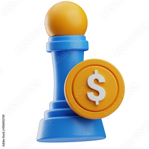 Blue Pawn with Dollar Coin Symbol
