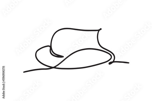 Hat line drawn continuous icon. Black gentleman hat vector icon. One line drawn hat icon.