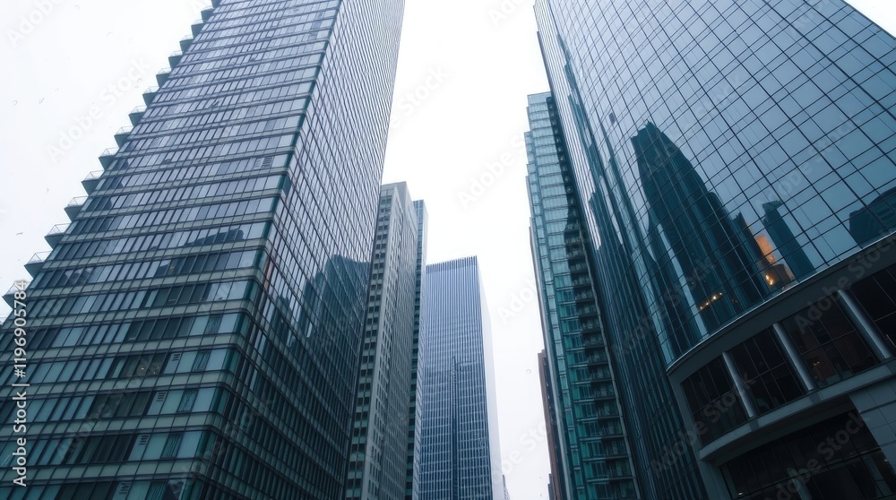 Toronto's Financial District skyscrapers under gentle, soft light diffused shadows, subtle illumination, detailed focus, Toronto's Financial District skyscrapers under gentle, soft light diffused shadows, subtle illumination, detailed focus,