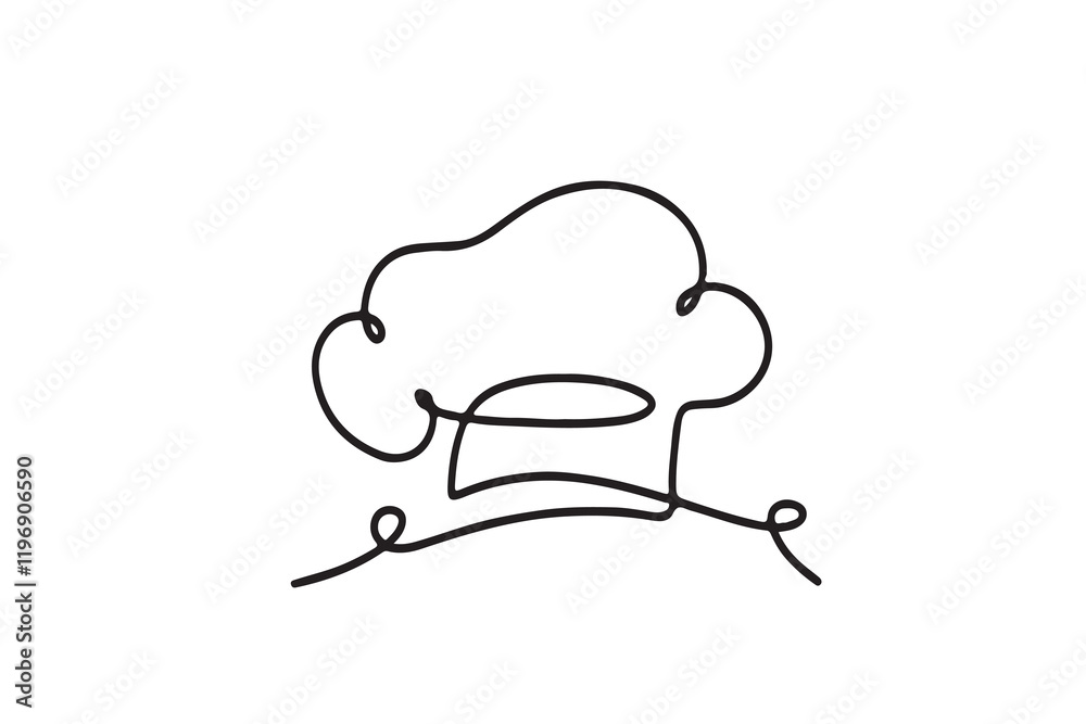 Chef hat. one line continuous drawing illustration. Hand drawn linear silhouette. Chef hat. one line continuous drawing illustration. Hand drawn linear silhouette.