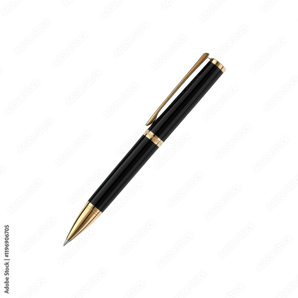 A sleek, elegant black pen with gold accents, perfect for professional settings., isolated on a transparent background. A sleek, elegant black pen with gold accents, perfect for professional settings., isolated on a transparent background.