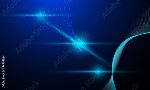 blue lines circles circuit networking high technology connecting cyberspace with neon light abstract background