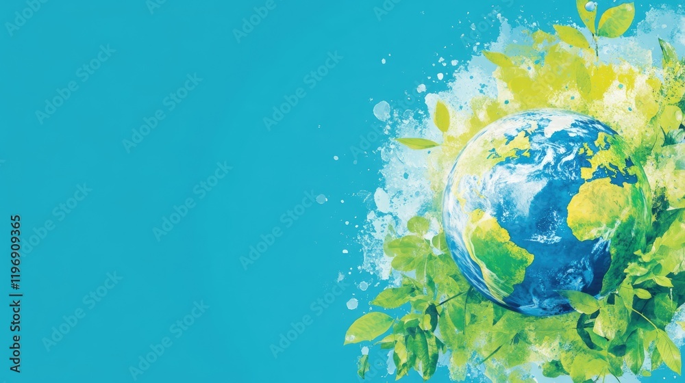 Lush green leaves surround a globe, symbolizing harmony between health and the environment, showcasing a brighter, sustainable future Lush green leaves surround a globe, symbolizing harmony between health and the environment, showcasing a brighter, sustainable future