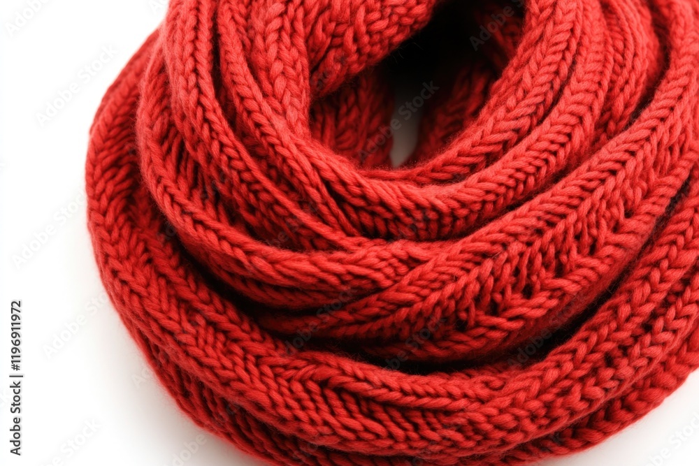A close-up shot of a vibrant red scarf against a white background A close-up shot of a vibrant red scarf against a white background