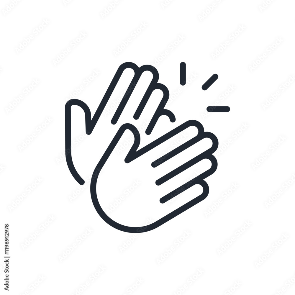 Applause and hand clap editable stroke outline icon isolated on white background flat vector illustration. Pixel perfect. 64 x 64. Applause and hand clap editable stroke outline icon isolated on white background flat vector illustration. Pixel perfect. 64 x 64.