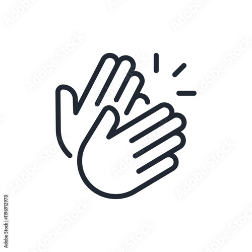 Applause and hand clap editable stroke outline icon isolated on white background flat vector illustration. Pixel perfect. 64 x 64.