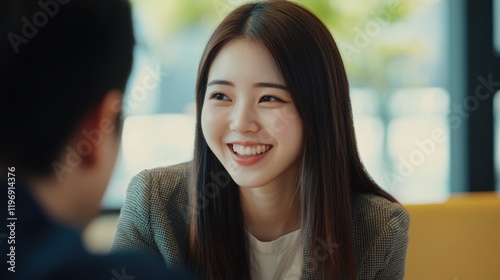 Wallpaper Mural Smiling Woman in a Conversation Torontodigital.ca