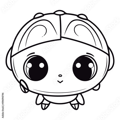 Coloring book for children baby Ladybug kawai vector illustration isolated on a white background.