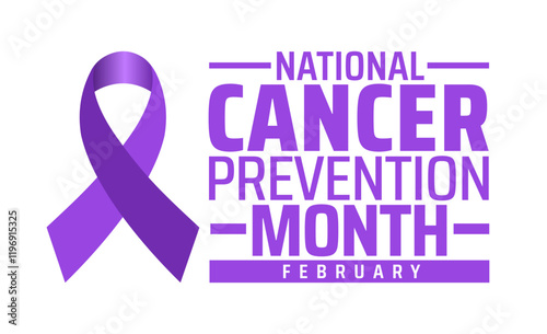 National Cancer Prevention Month background banner or poster design template. observed every year in February. Holiday concept. Use to any Template, card, poster, placard, template.