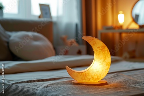 Warm glowing moon-shaped nightlight for a calming bedtime