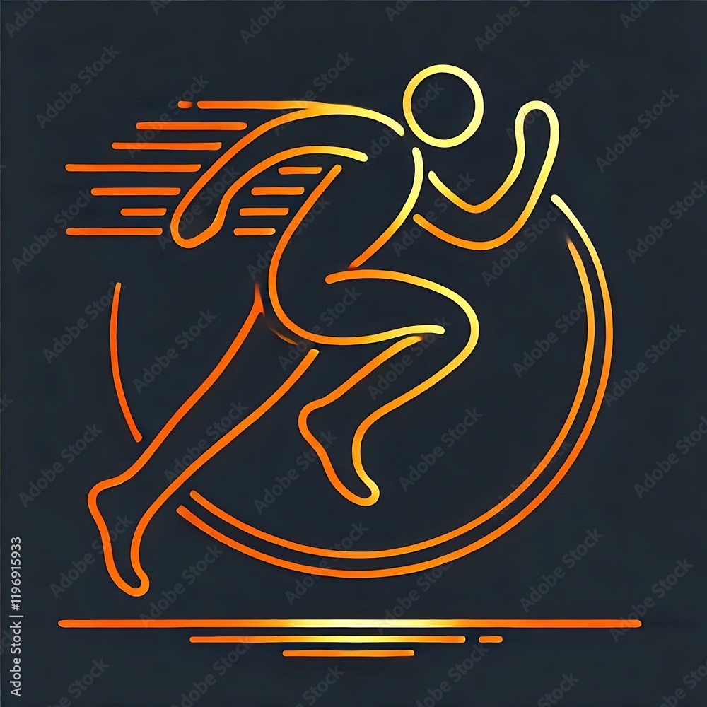 Single Line Running Figure in Mid-Stride Loop Single Line Running Figure in Mid-Stride Loop