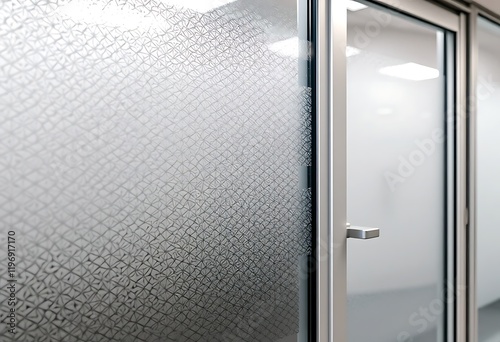 Modern Office Glass Door Frosted Geometric Pattern Privacy Film Subtle Design