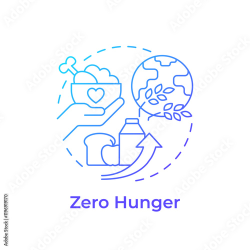 Zero hunger blue gradient concept icon. Food management. Farming, agriculture. Ecosystem, ecology. Round shape line illustration. Abstract idea. Graphic design. Easy to use in infographic