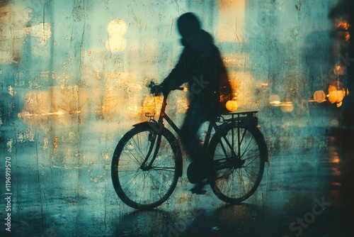 Wallpaper Mural A person rides a bicycle in the rain, a compact and straightforward description of what's pictured on the image Torontodigital.ca