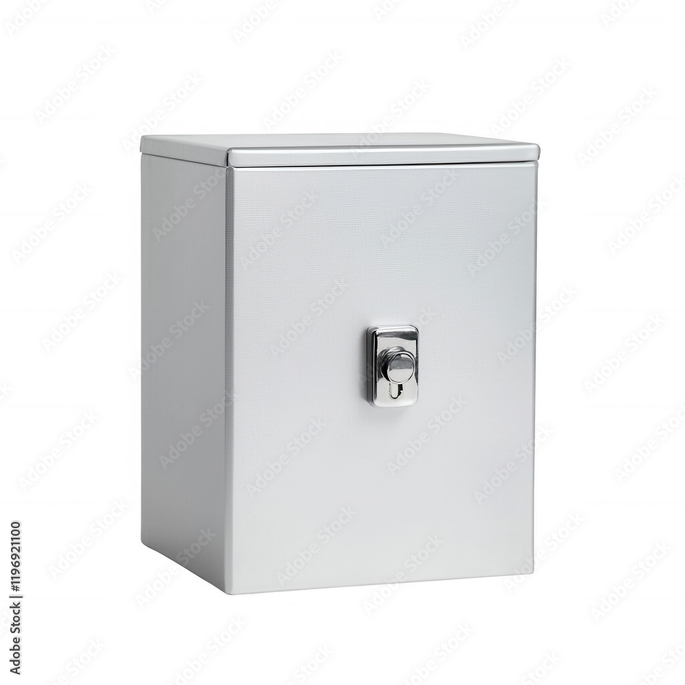 Stylish silver storage box with a sleek design for modern living spaces., isolated on a transparent background. Stylish silver storage box with a sleek design for modern living spaces., isolated on a transparent background.
