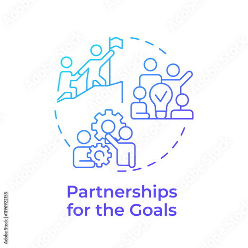 Partnership for goals blue gradient concept icon. Team work, workflow. Collaboration, business. Round shape line illustration. Abstract idea. Graphic design. Easy to use in infographic, presentation