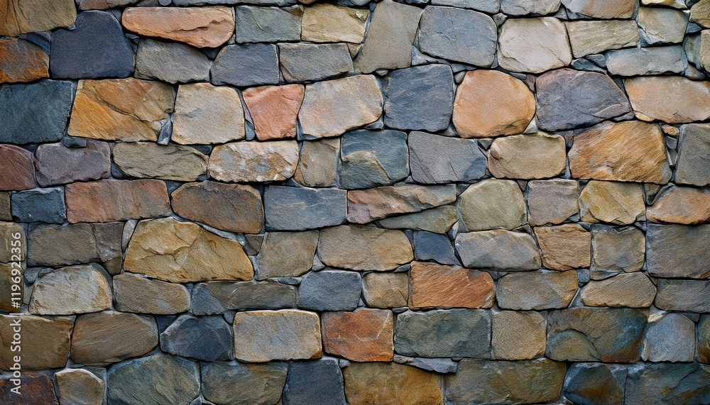 Fototapeta premium GeRustic Natural Stone Wall Texture – Authentic Earth-Toned Mosaic for Interior and Exterior Design, Garden Pathways, Accent Walls, and Architectural Projects