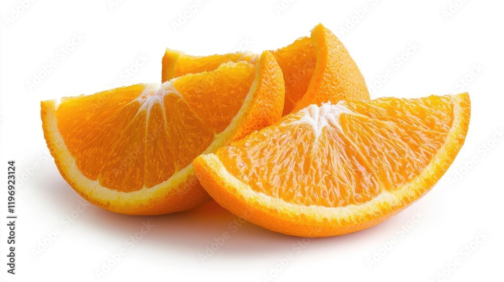 Juicy orange slices on white background, healthy food, vitamin C