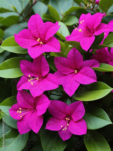 Bougainvillea, pink, and magenta bougainvillea spectabilis flowers. photo