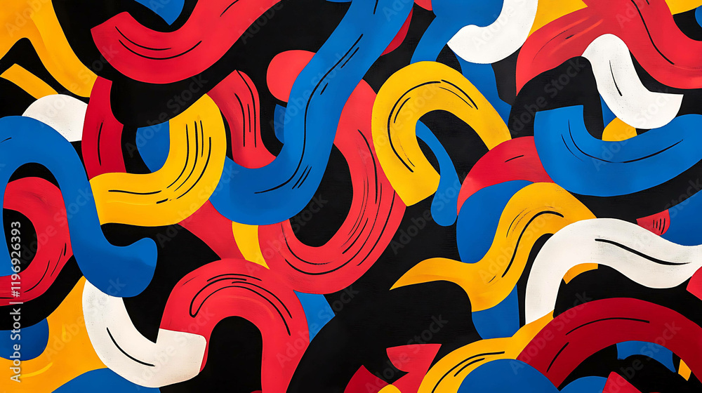 Obraz premium Abstract geometric pattern with bold colors and dynamic lines