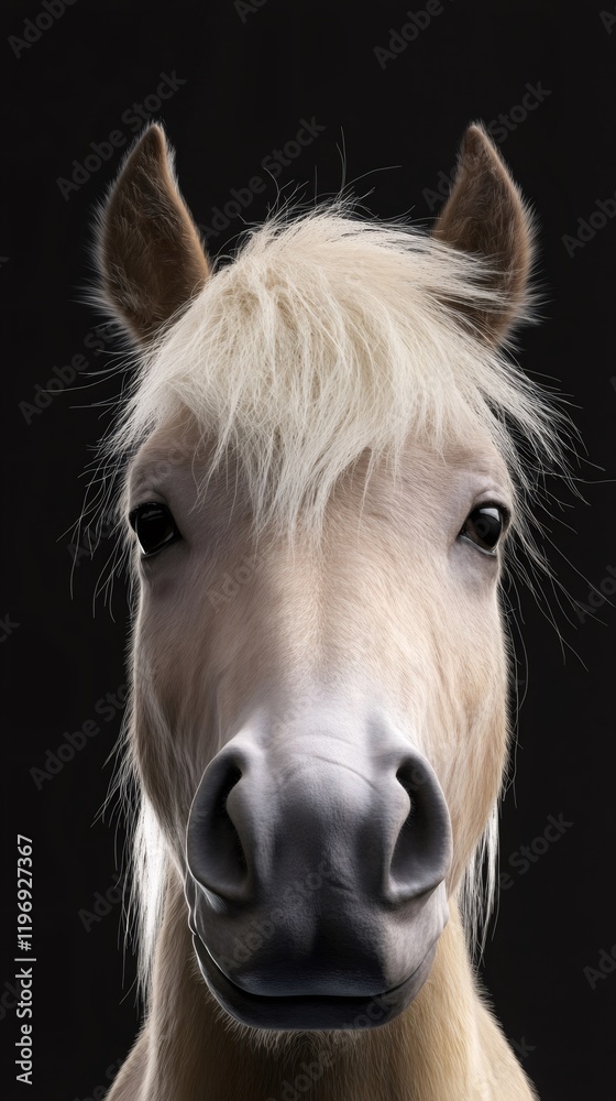 Obraz premium Portrait of horse posing on black background
