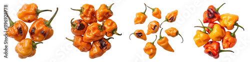 Spicy Food Challenges Concept. Vivid Roasted Habanero Peppers with Smoky Char Marks for Culinary Dishes and Spicy Recipes