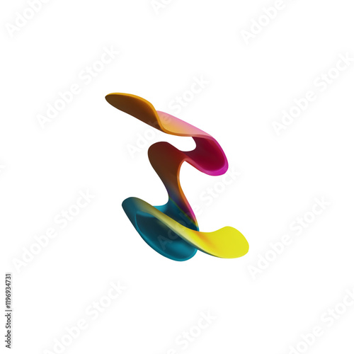 Abstract curve ribbon, multicolored gradient swirl tape, vector volume wave shape, dynamic rainbow smooth twist texture